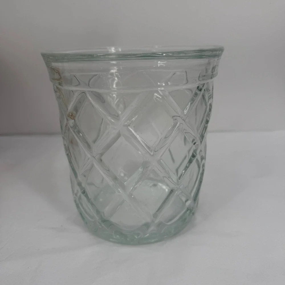 Indiana Glass Gazebo Biscuit Barrel Cookie Jar Clear Diamond Pattern Kitchen
